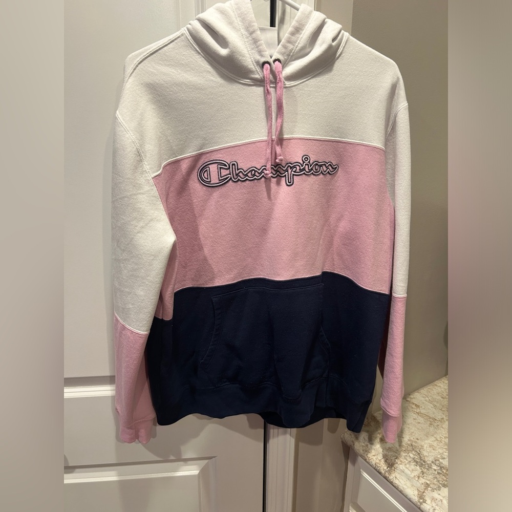 Women’s CHAMPION Striped Pullover Hoodie Sweatshirt XL